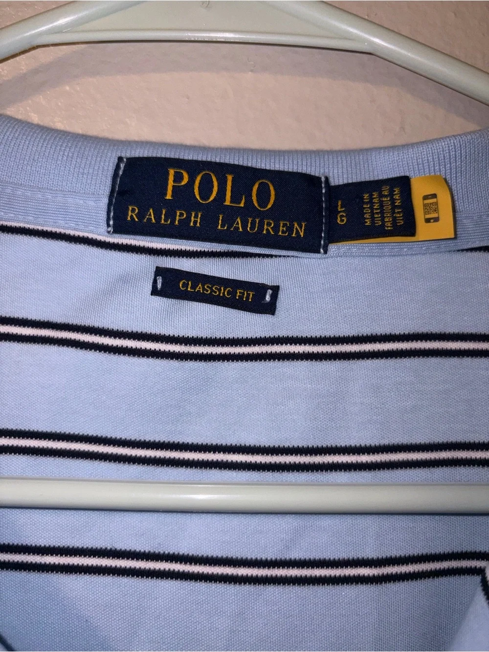 Ralph Lauren Light Blue Polo with Navy Stripes